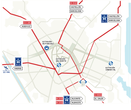 Líneas Autobus para llegar a la Ciudad de las Ciencias y las Artes en Valencia